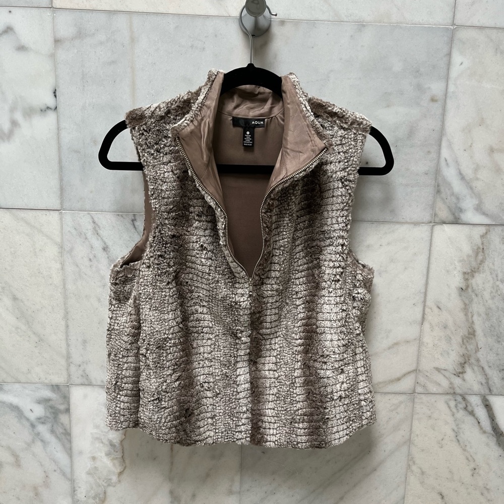 Aqua faux fur vest